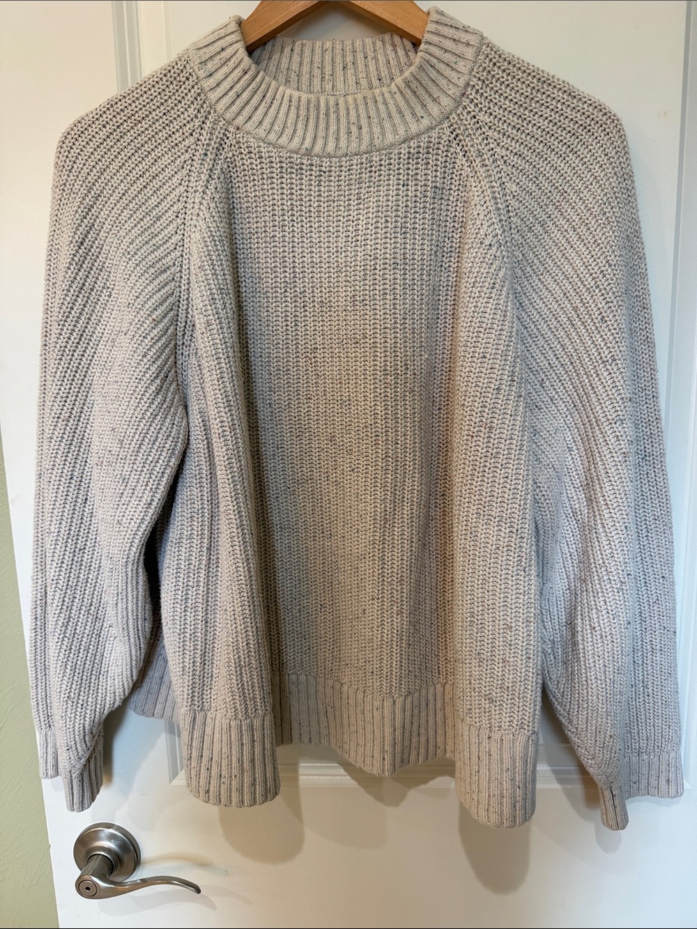 Chunky Oversized Cozy Sweater in Light Beige  Cabincore Fisherman XL 100% Cotton